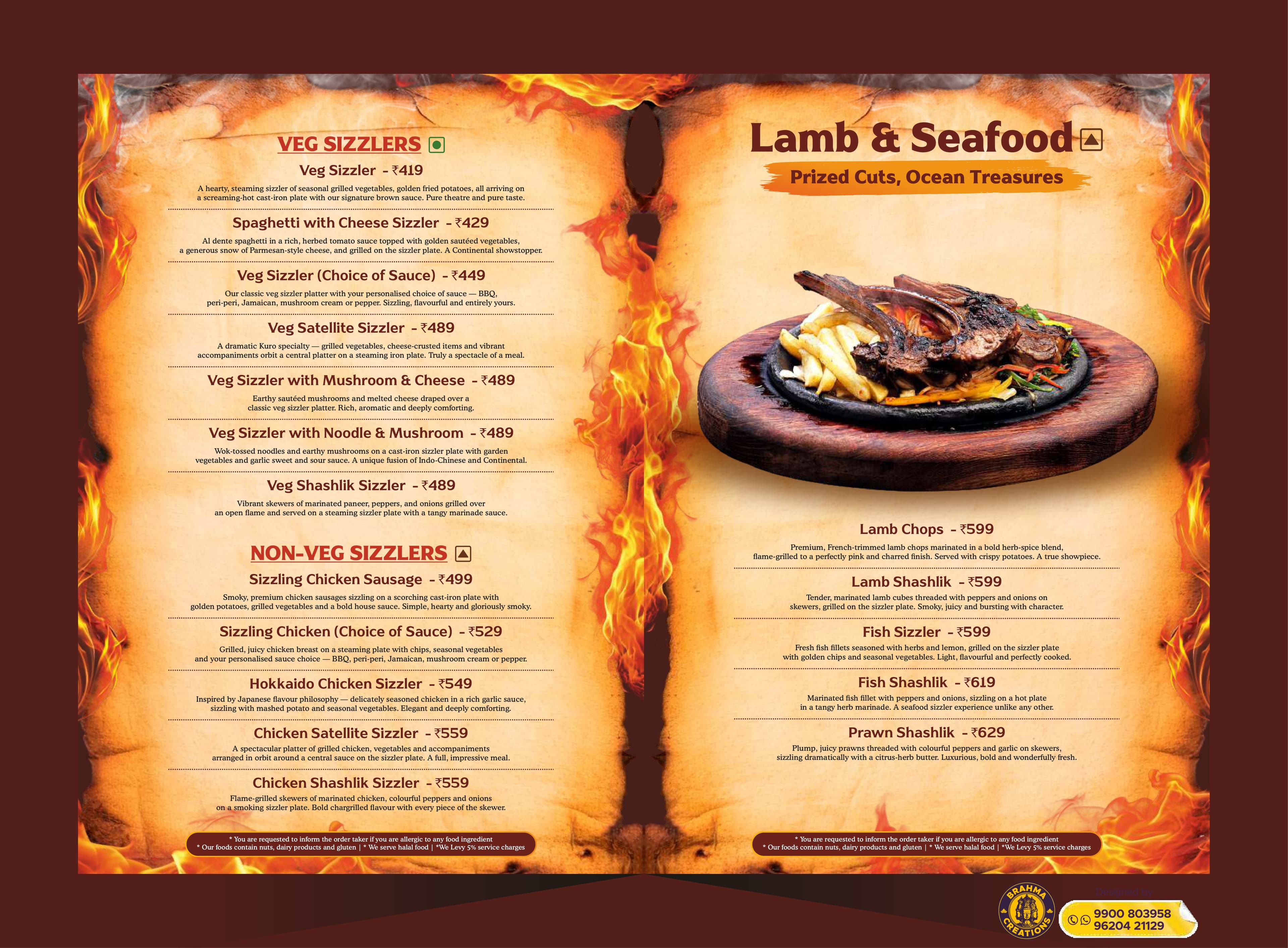 Kuro Sizzlers Menu - Page 13