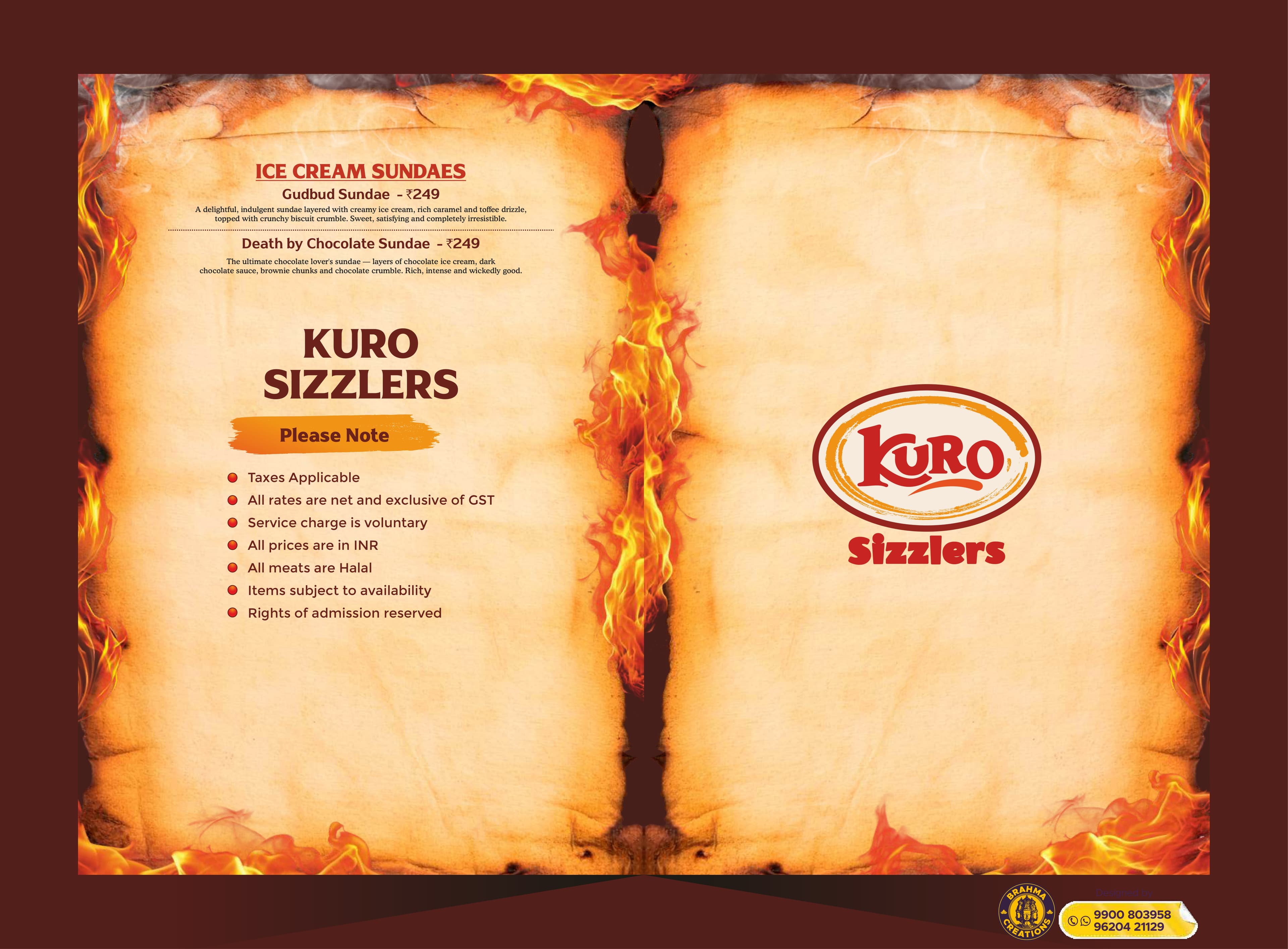 Kuro Sizzlers Menu - Page 18